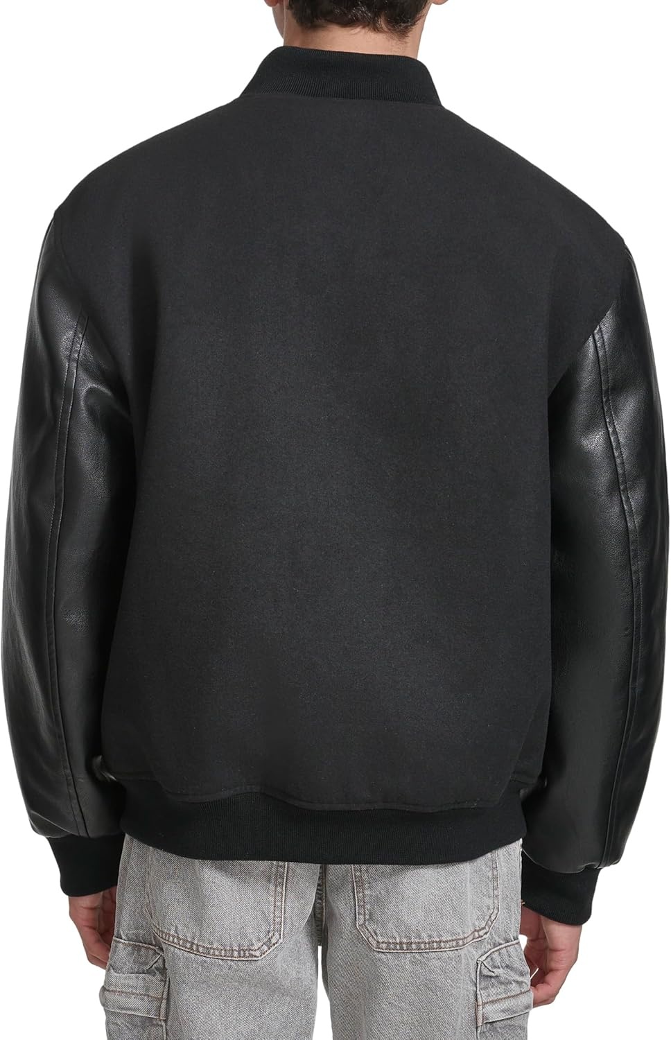 image:imageChampion Mens Letterman Varsity Bomber Jacket With Faux Leather SleevesBlack
