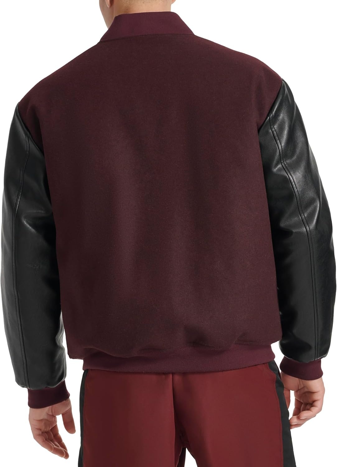 image:imageChampion Mens Letterman Varsity Bomber Jacket With Faux Leather SleevesBurgundyBlack