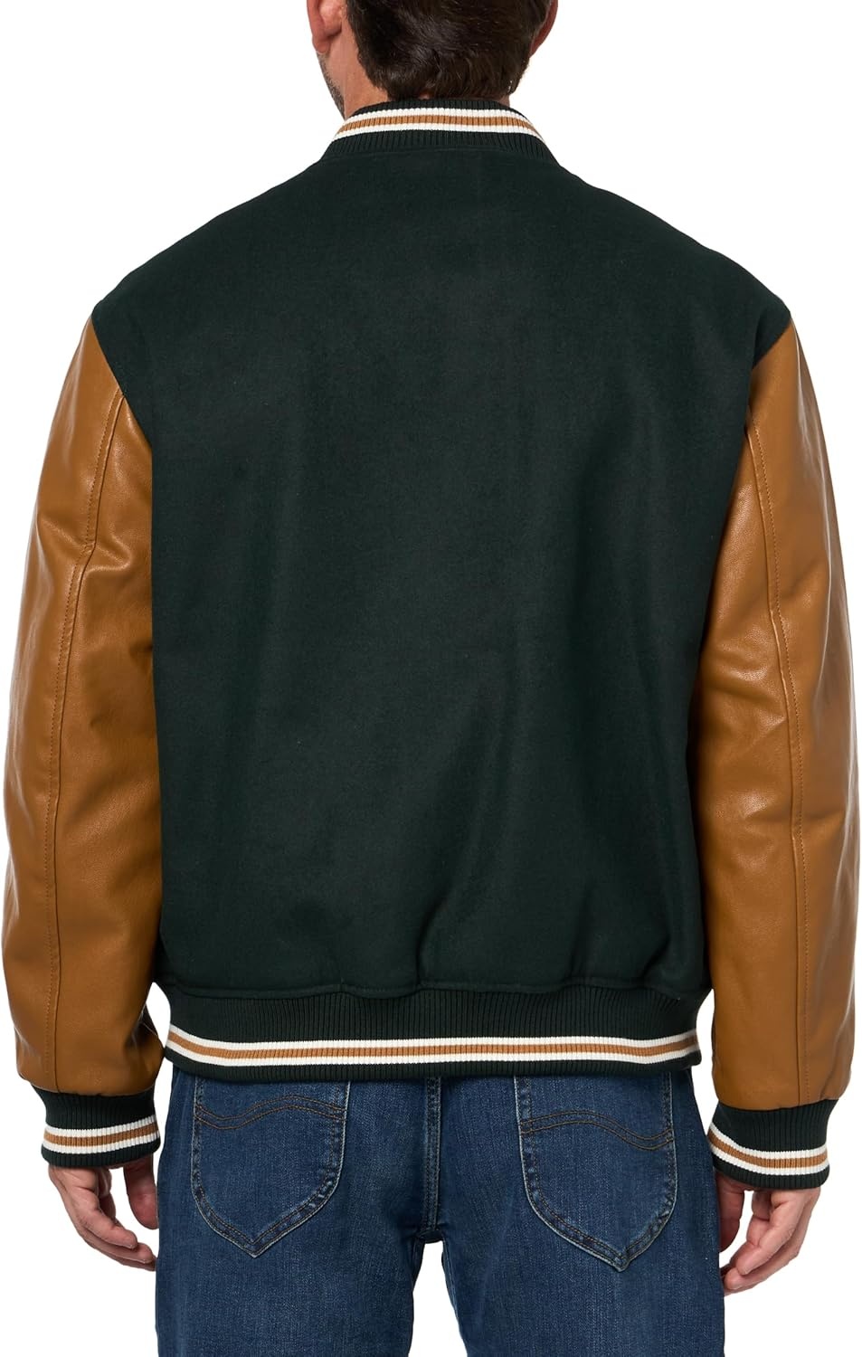 image:imageChampion Mens Letterman Varsity Bomber Jacket With Faux Leather SleevesRainforest Tobacco