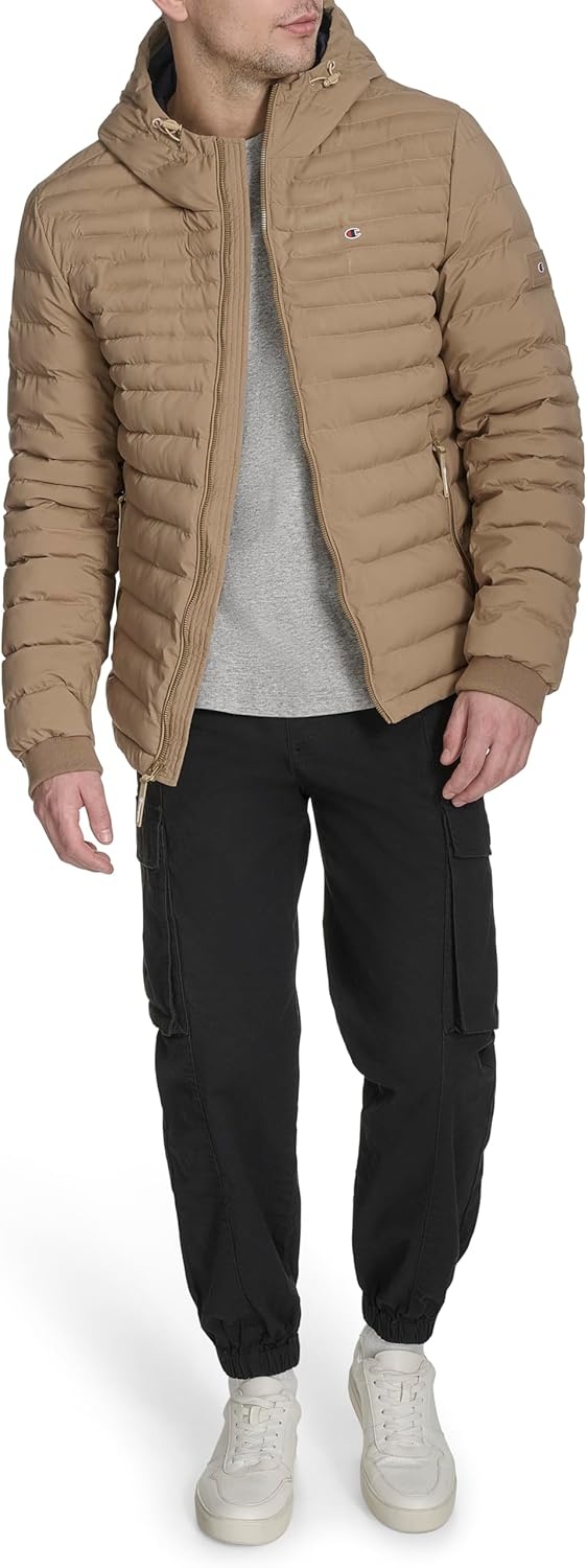 image:imageChampion Mens Lightweight Hooded Puffer JacketOtter