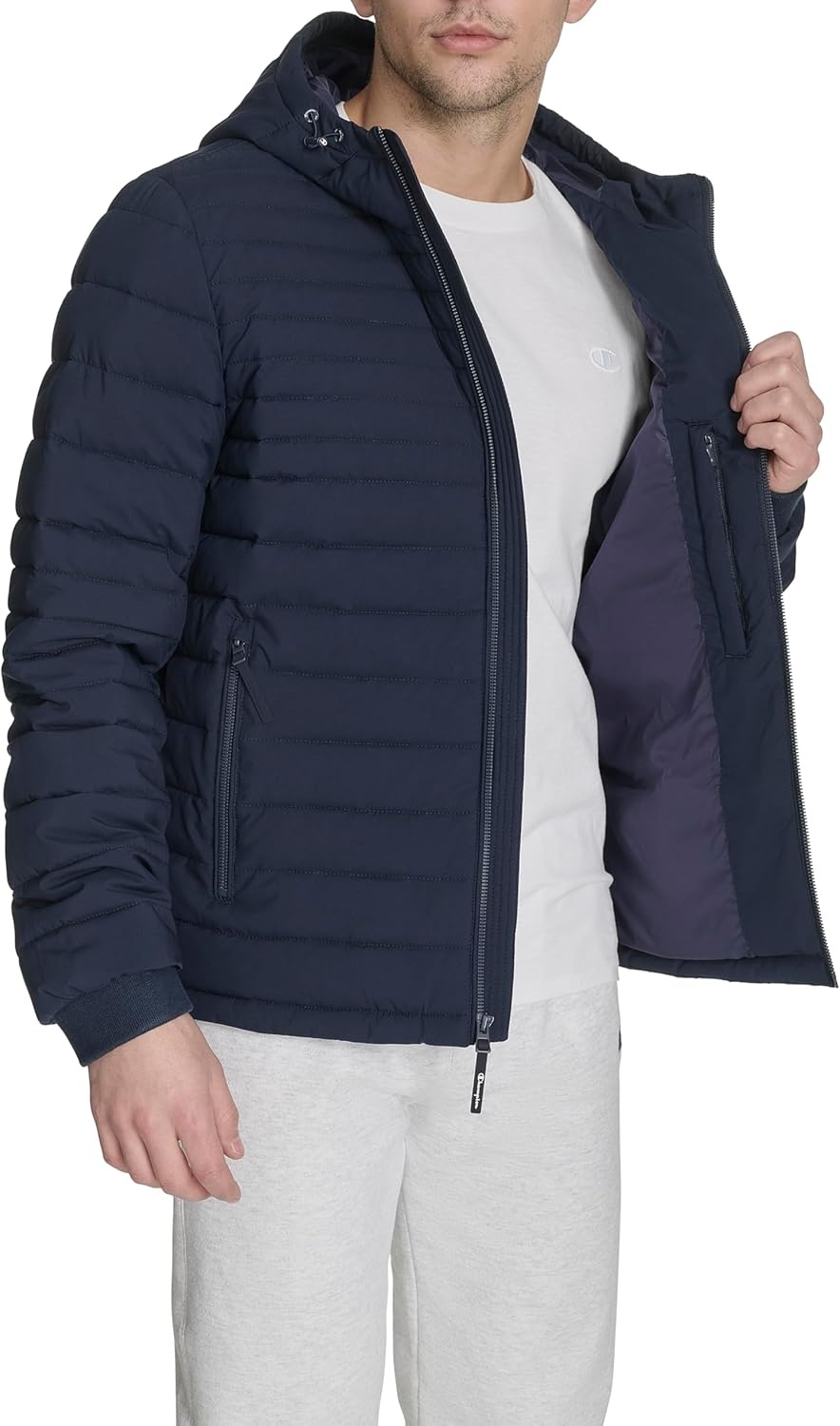 image:imageChampion Mens Lightweight Hooded Puffer JacketPeacoat