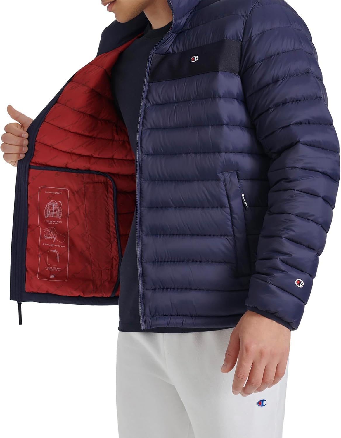 image:imageChampion Mens Lightweight Packable Puffer JacketPeacoat