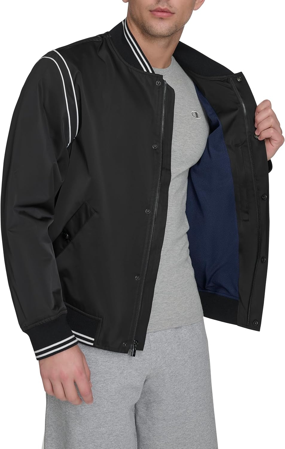 image:imageChampion Mens Lightweight Varsity Bomber JacketBlack
