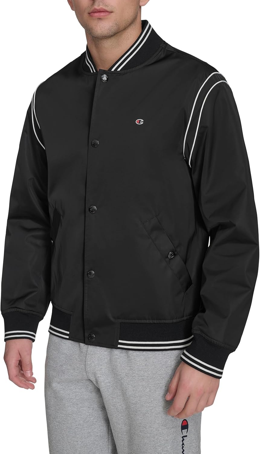 image:imageChampion Mens Lightweight Varsity Bomber JacketBlack