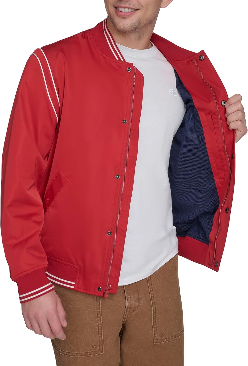 image:imageChampion Mens Lightweight Varsity Bomber JacketChili Pepper