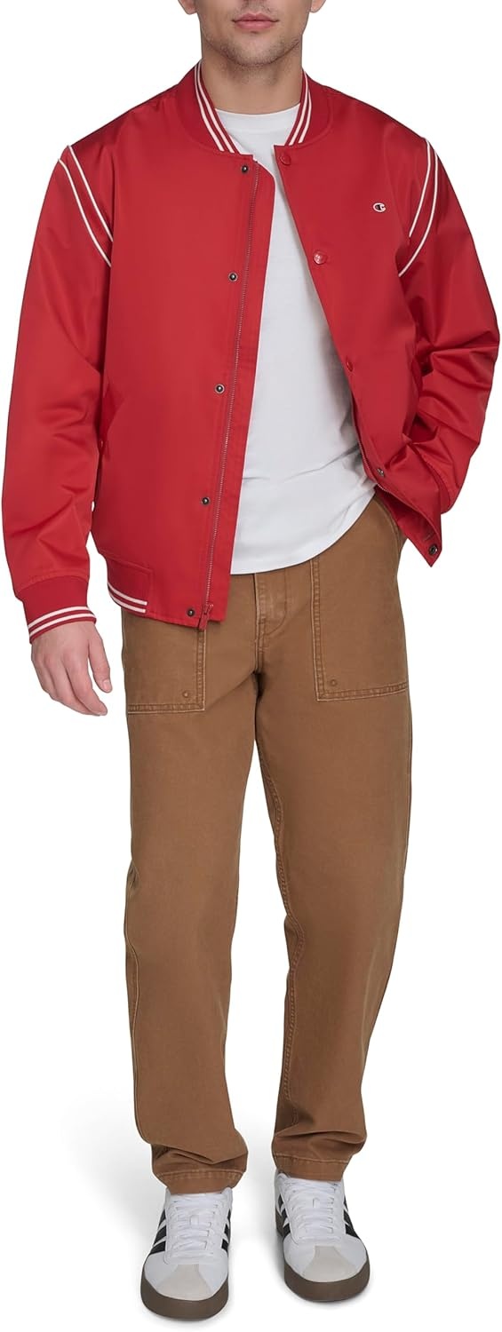 image:imageChampion Mens Lightweight Varsity Bomber JacketChili Pepper