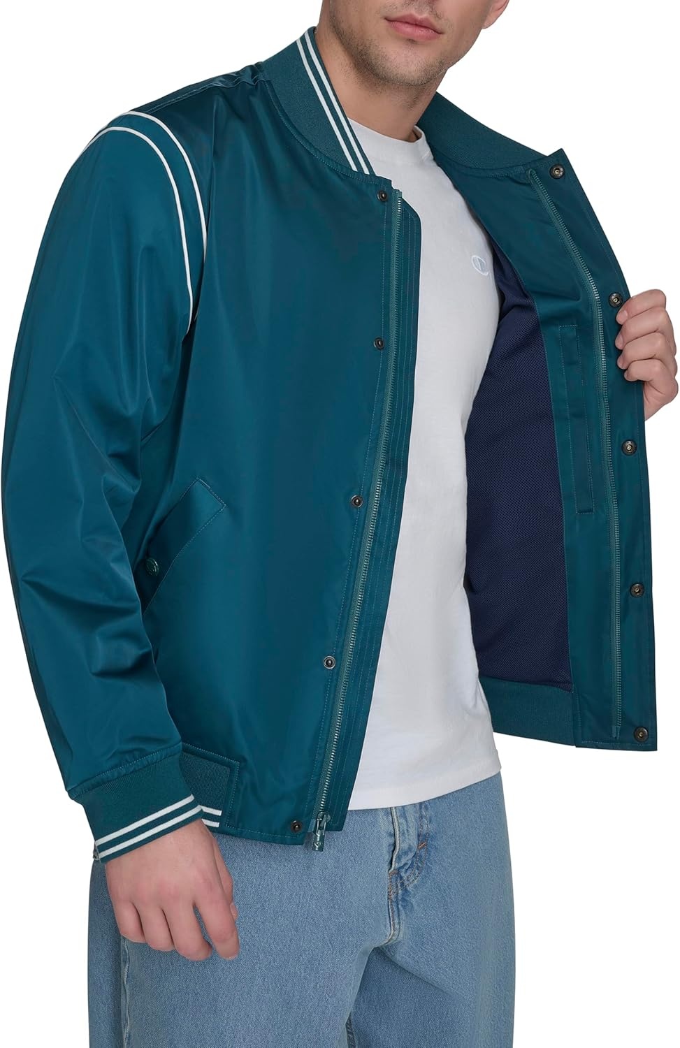 image:imageChampion Mens Lightweight Varsity Bomber JacketDeep Teal