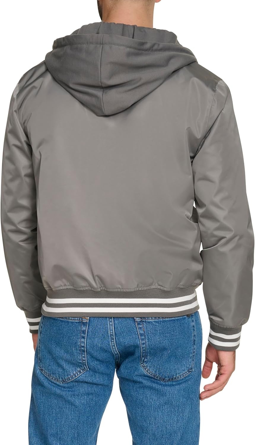 image:imageChampion Mens Lightweight Varsity Jacket With Jersey HoodPewter