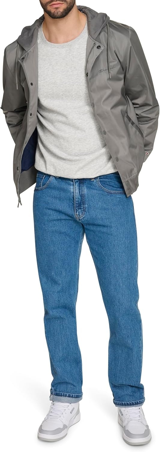image:imageChampion Mens Lightweight Varsity Jacket With Jersey HoodPewter