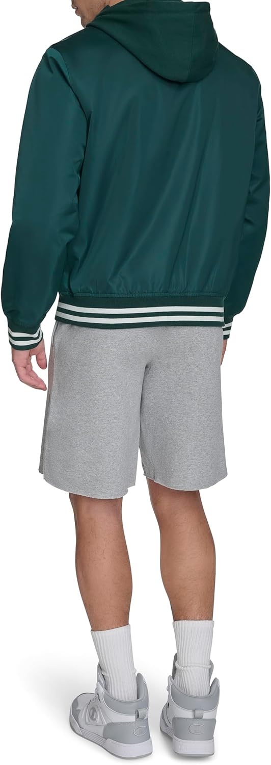 image:imageChampion Mens Lightweight Varsity Jacket With Jersey HoodRain Forest