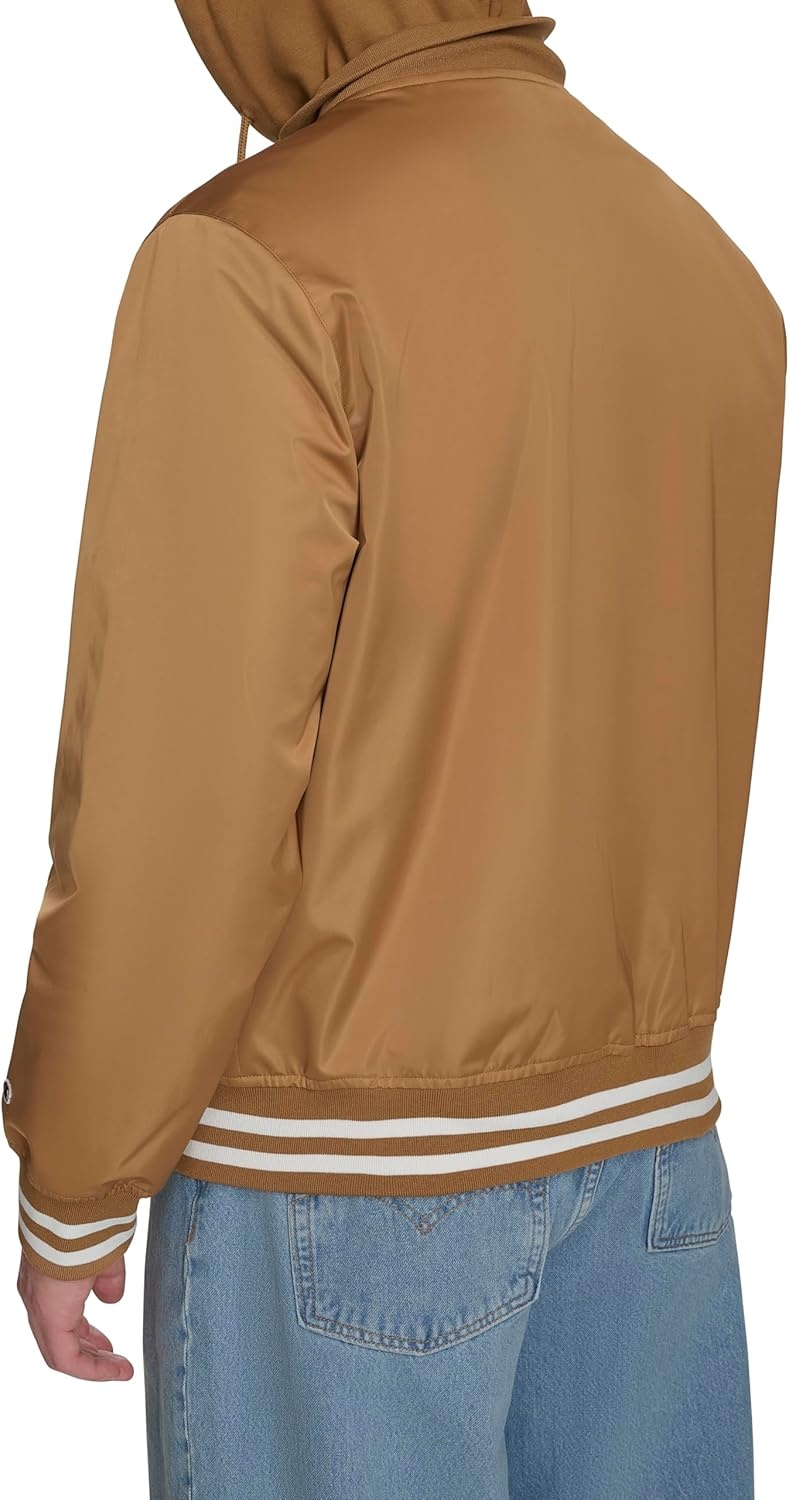 image:imageChampion Mens Lightweight Varsity Jacket With Jersey HoodTobacco