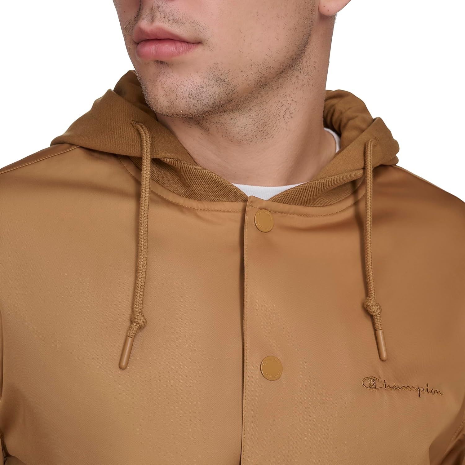 image:imageChampion Mens Lightweight Varsity Jacket With Jersey HoodTobacco