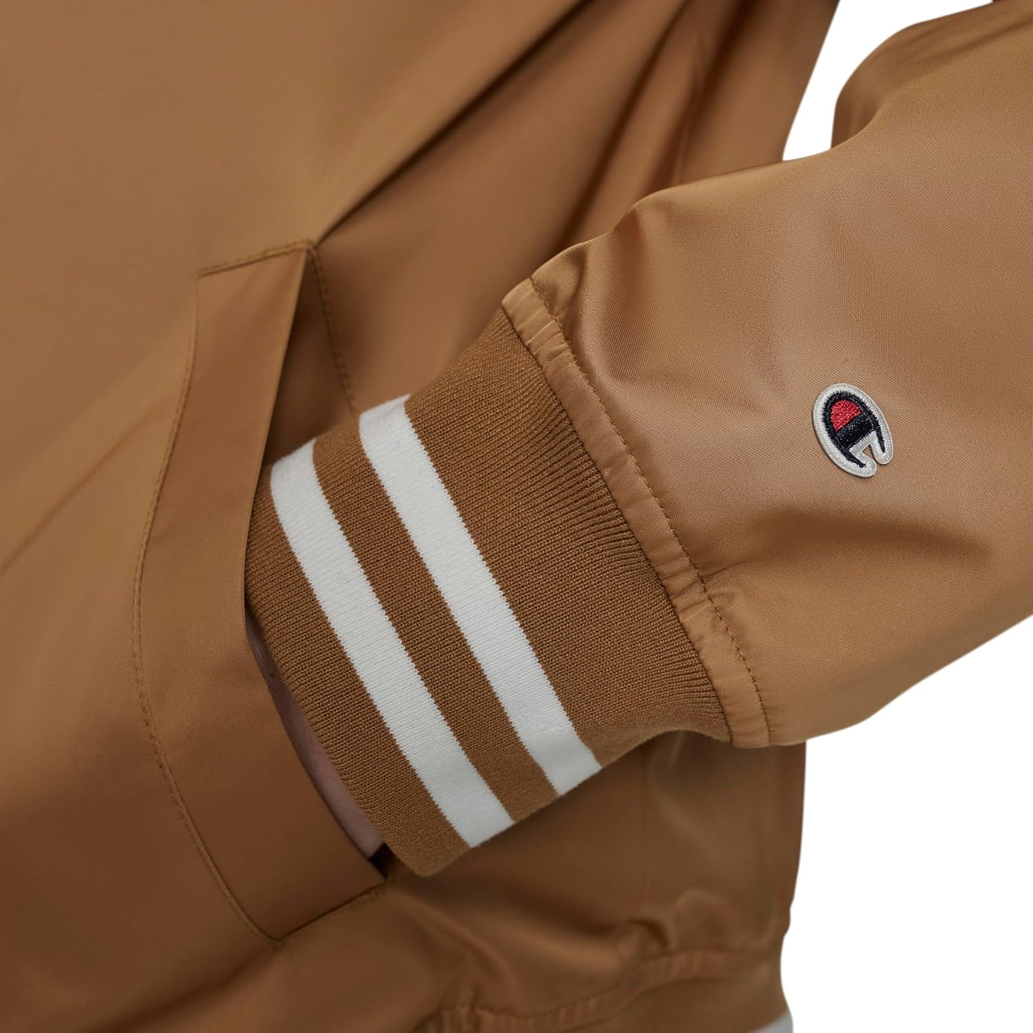 image:imageChampion Mens Lightweight Varsity Jacket With Jersey HoodTobacco