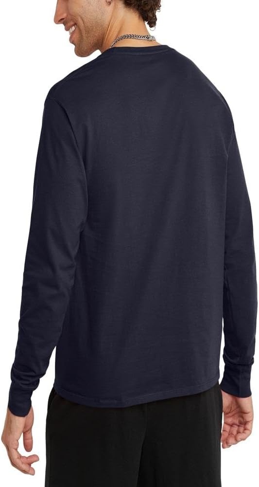 image:imageChampion Mens Long Sleeve Tshirt Classic Tshirt for Men Reg Or Big amp TallNavy Script