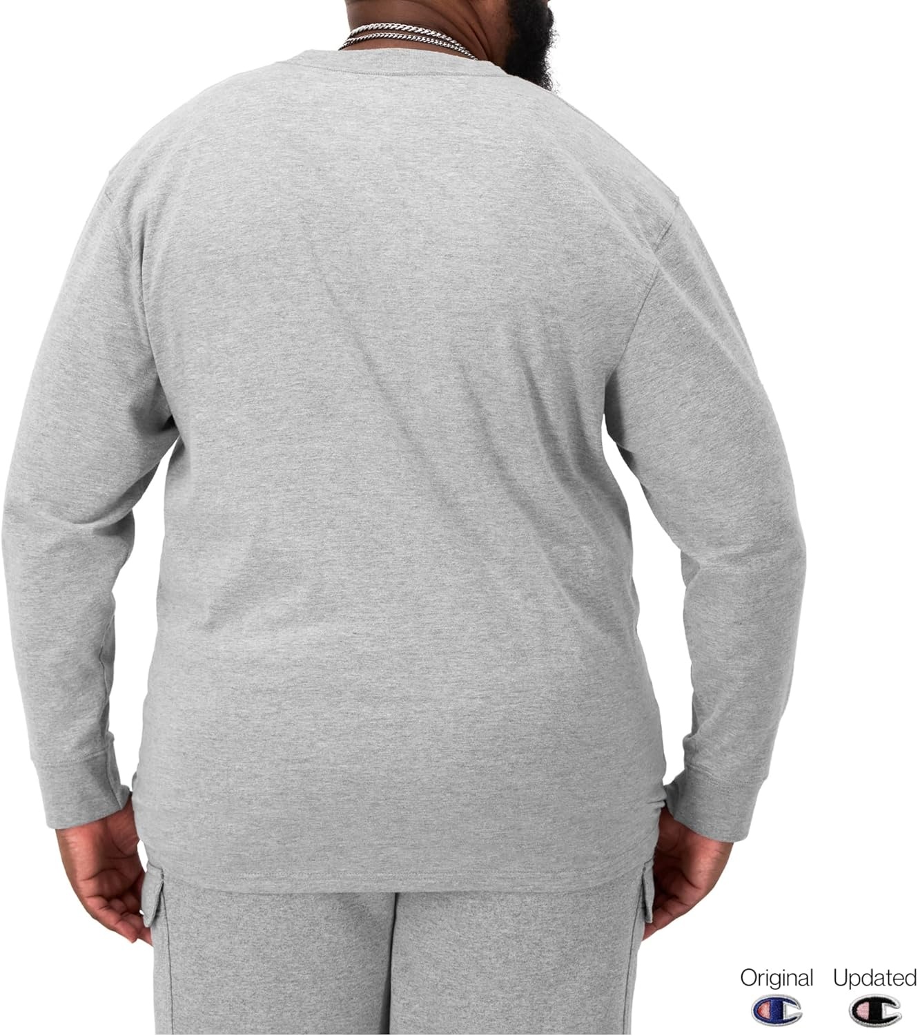 image:imageChampion Mens Long Sleeve Tshirt Classic Tshirt for Men Reg Or Big amp TallOxford Gray Classic Script Logo