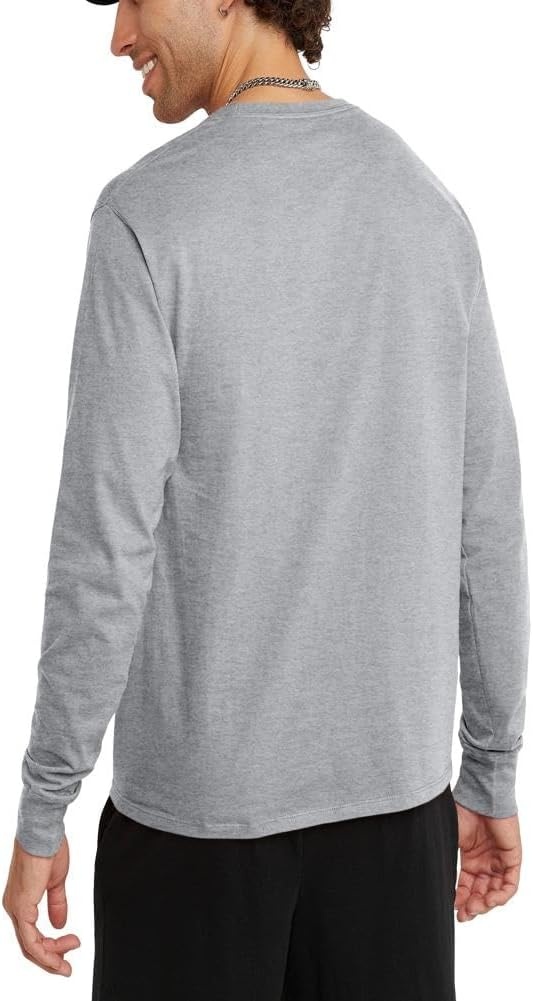 image:imageChampion Mens Long Sleeve Tshirt Classic Tshirt for Men Reg Or Big amp TallOxford Gray Classic Script Logo