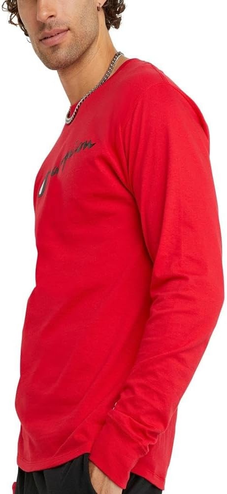 image:imageChampion Mens Long Sleeve Tshirt Classic Tshirt for Men Reg Or Big amp TallScarlet Classic Script Logo