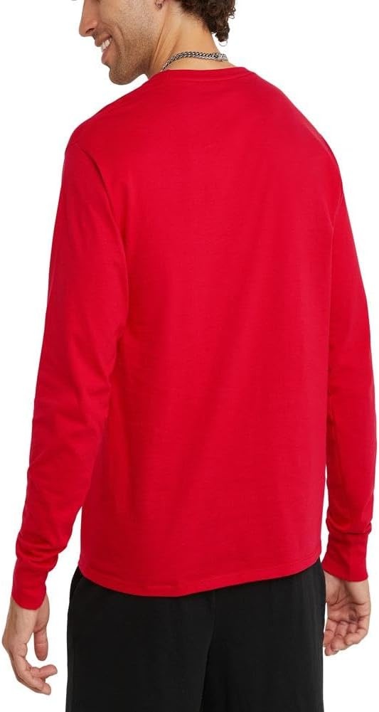 image:imageChampion Mens Long Sleeve Tshirt Classic Tshirt for Men Reg Or Big amp TallScarlet Classic Script Logo