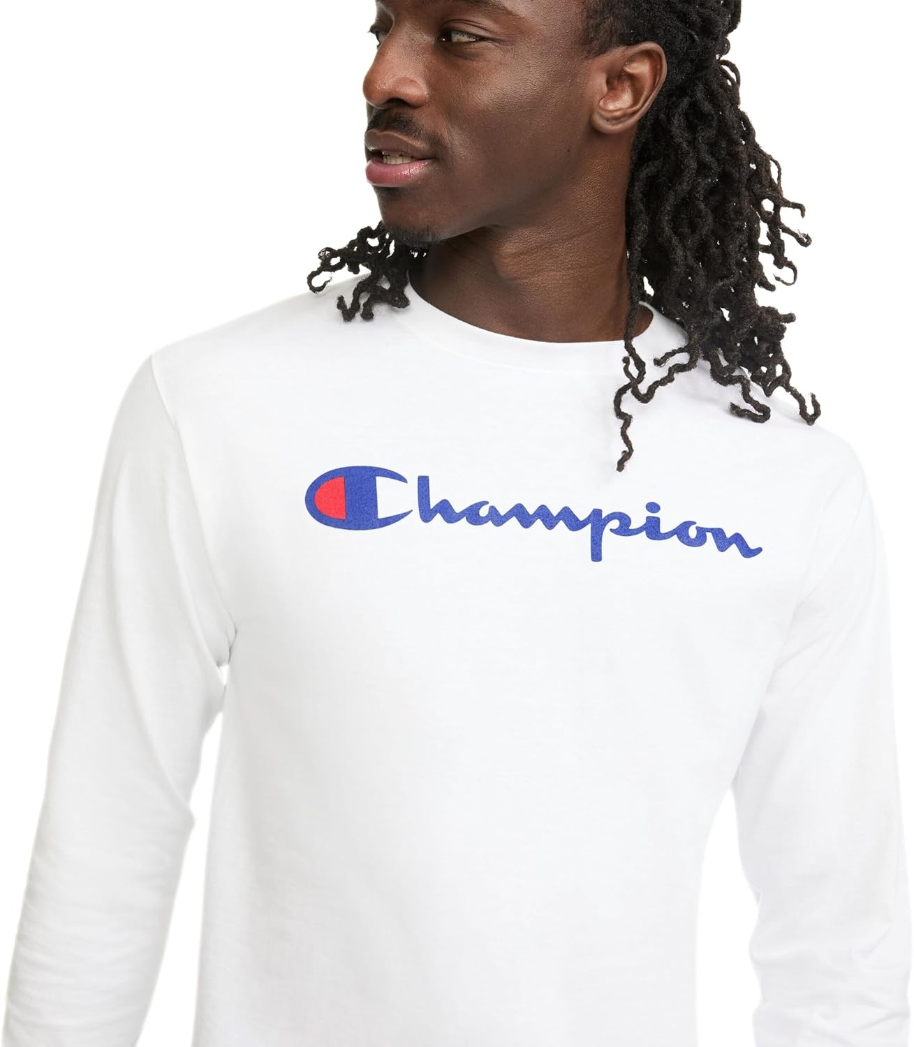 image:imageChampion Mens Long Sleeve Tshirt Classic Tshirt for Men Reg Or Big amp TallWhite Classic Script Logo