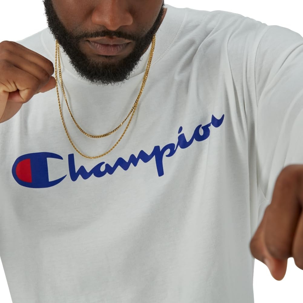 image:imageChampion Mens Long Sleeve Tshirt Classic Tshirt for Men Reg Or Big amp TallWhite Classic Script Logo