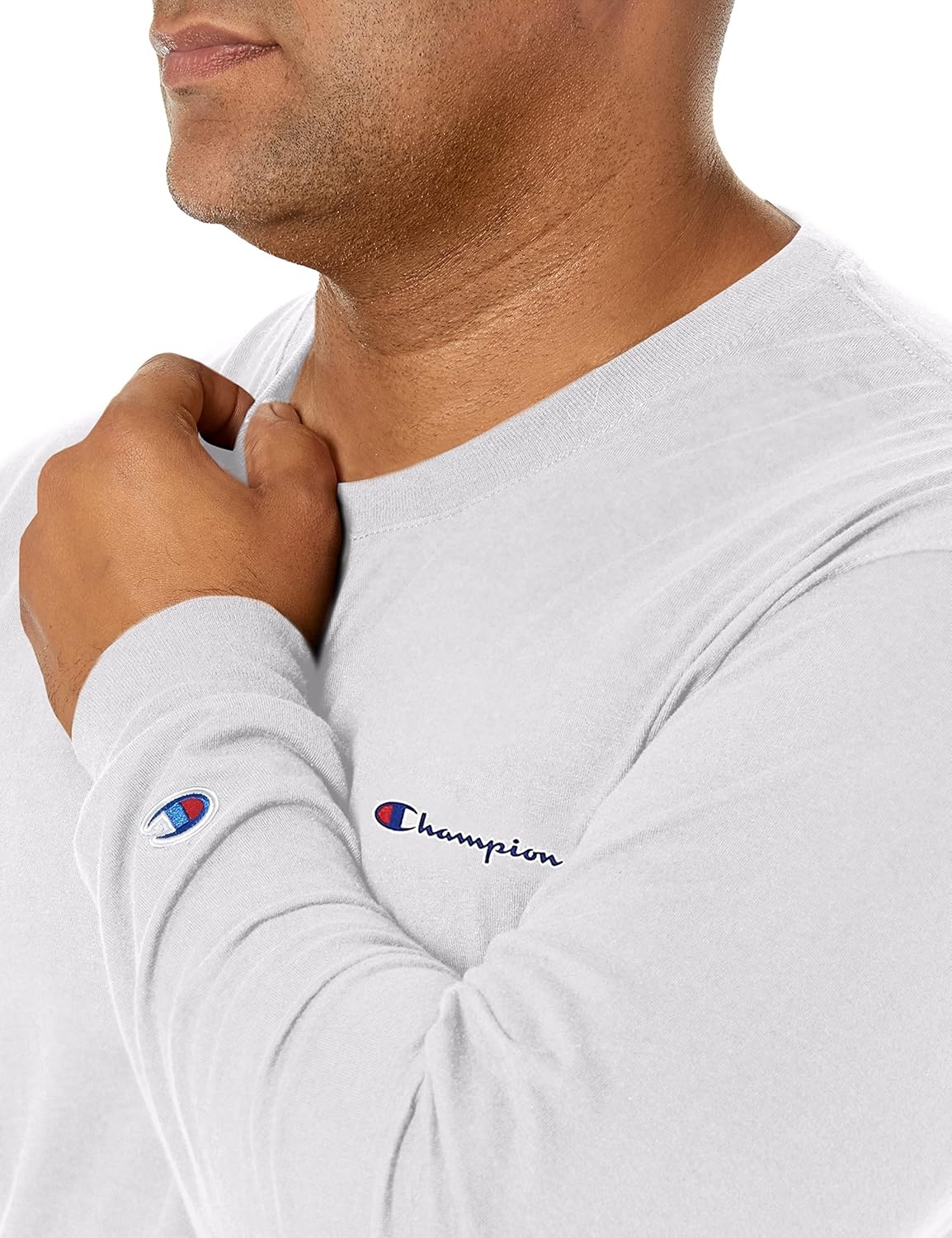 image:imageChampion Mens Long Sleeve Tshirt Classic Tshirt for Men Reg Or Big amp TallWhite Small Script