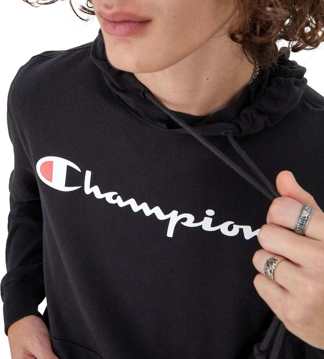 image:imageChampion Mens Long Sleeve Tshirt Hoodie Retired ColorsBlack Classic Script Logo