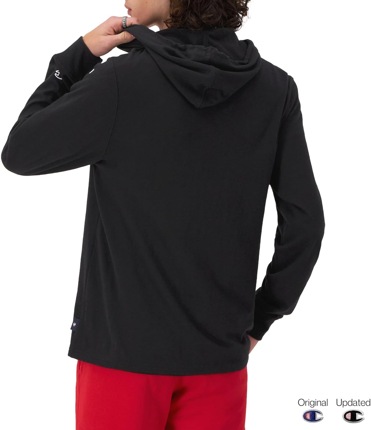 image:imageChampion Mens Long Sleeve Tshirt Hoodie Retired ColorsBlack Classic Script Logo