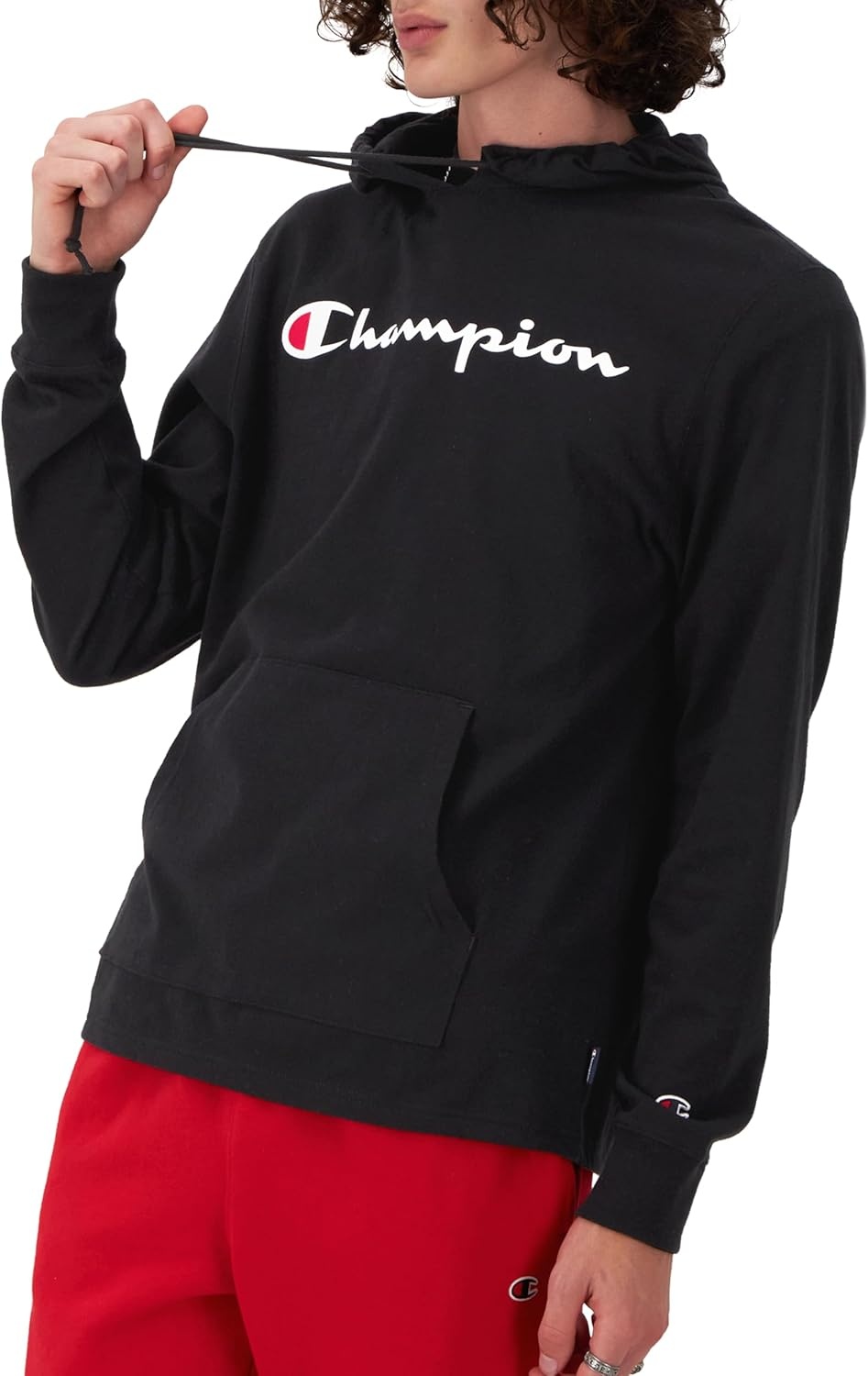 image:imageChampion Mens Long Sleeve Tshirt Hoodie Retired ColorsBlack Classic Script Logo