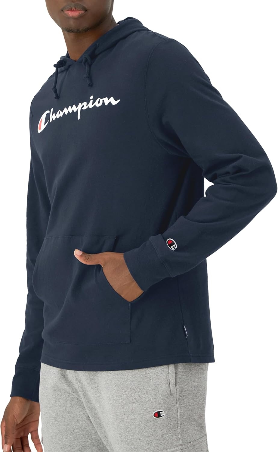 image:imageChampion Mens Long Sleeve Tshirt Hoodie Retired ColorsNavy Classic Script Logo