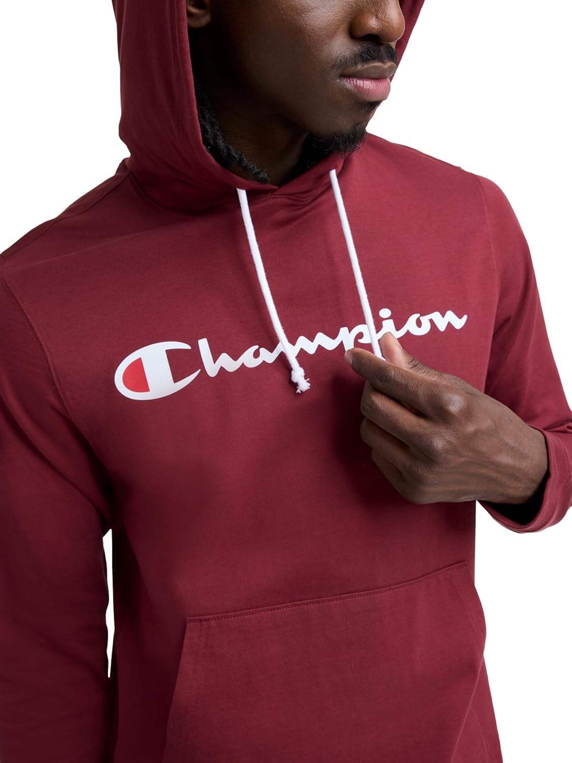 image:imageChampion Mens Long Sleeve Tshirt Hoodie Retired ColorsPomegranate Classic Script Logo
