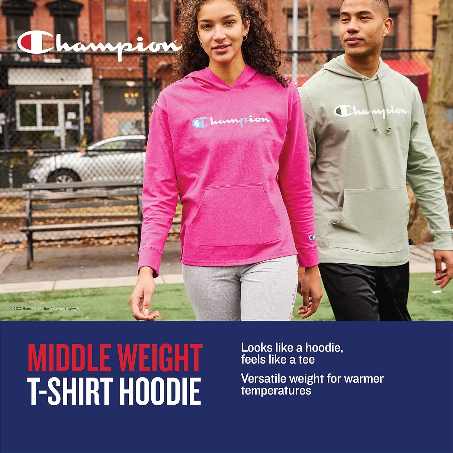 image:imageChampion Mens Long Sleeve Tshirt Hoodie Retired ColorsShield Blue Script