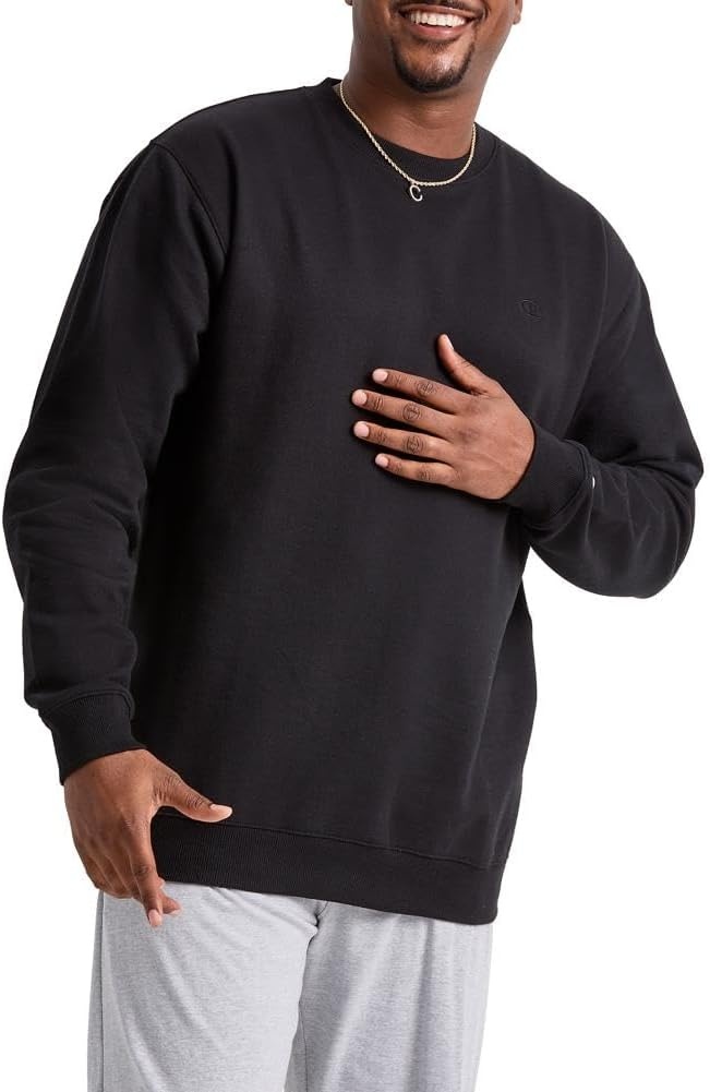 image:imageChampion Mens Mens Crewneck Fleece Sweatshirt Standard Fit Midweight C Logo Available in Regular and Big amp TallBlack C Logo