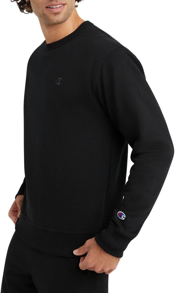 image:imageChampion Mens Mens Crewneck Fleece Sweatshirt Standard Fit Midweight C Logo Available in Regular and Big amp TallBlack C Logo