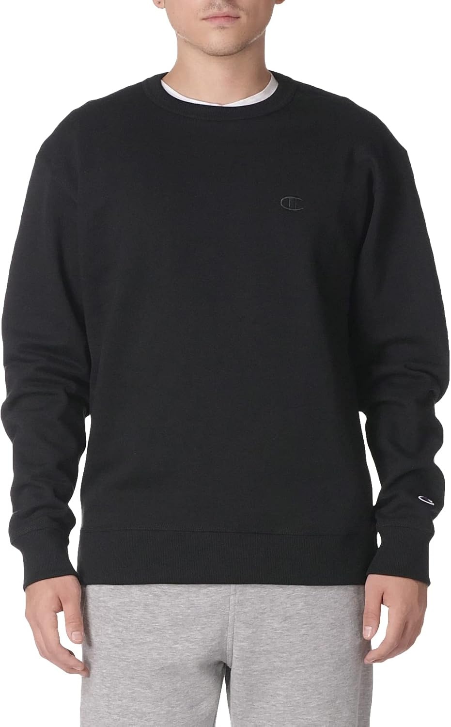 image:imageChampion Mens Mens Crewneck Fleece Sweatshirt Standard Fit Midweight C Logo Available in Regular and Big amp TallBlack