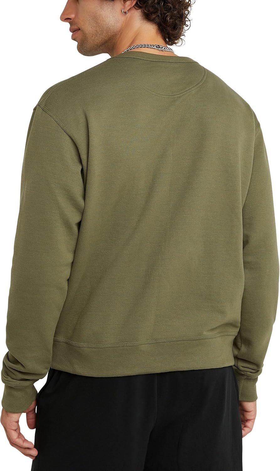image:imageChampion Mens Mens Crewneck Fleece Sweatshirt Standard Fit Midweight C Logo Available in Regular and Big amp TallCargo Olive C Logo
