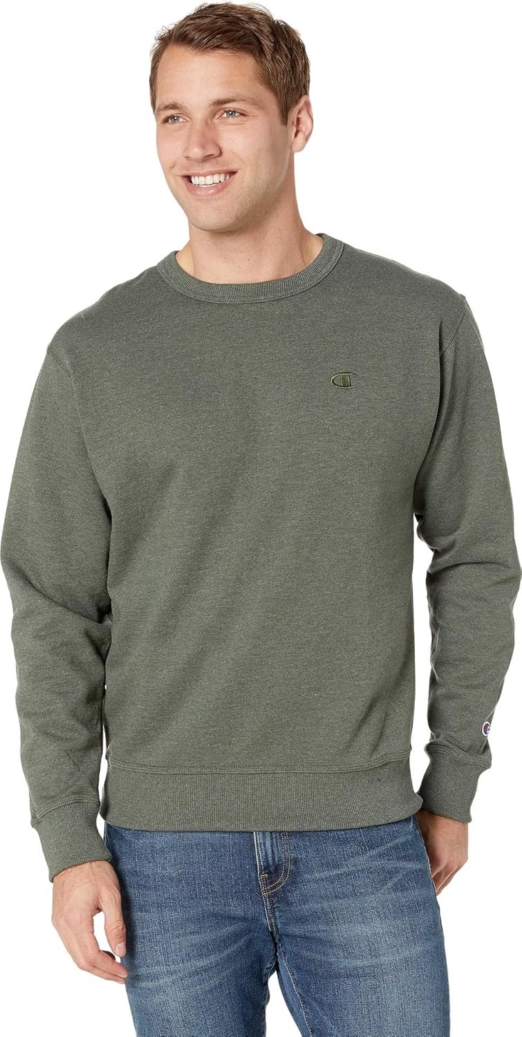 image:imageChampion Mens Mens Crewneck Fleece Sweatshirt Standard Fit Midweight C Logo Available in Regular and Big amp TallForest Grove Heather C Logo