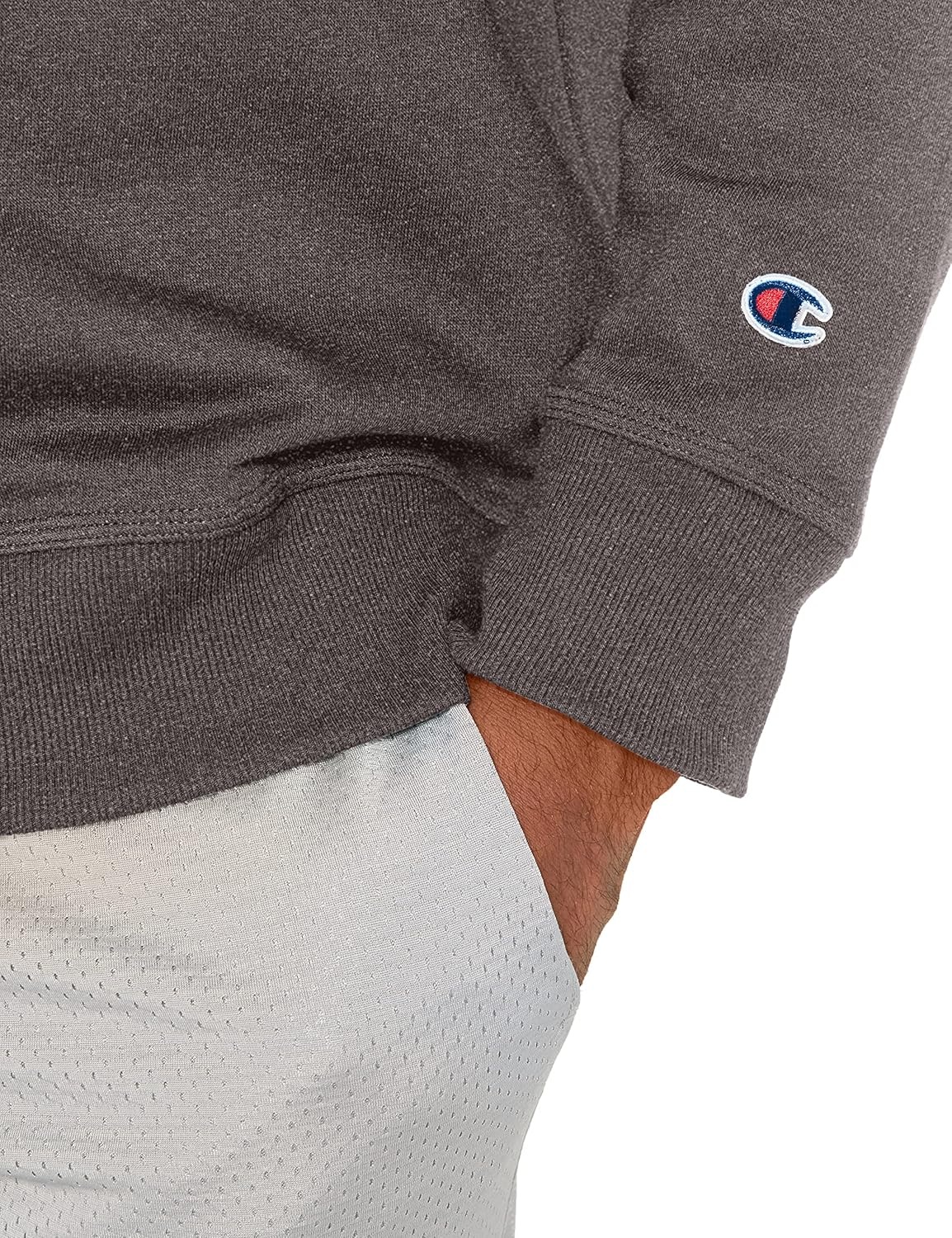 image:imageChampion Mens Mens Crewneck Fleece Sweatshirt Standard Fit Midweight C Logo Available in Regular and Big amp TallGranite Heather
