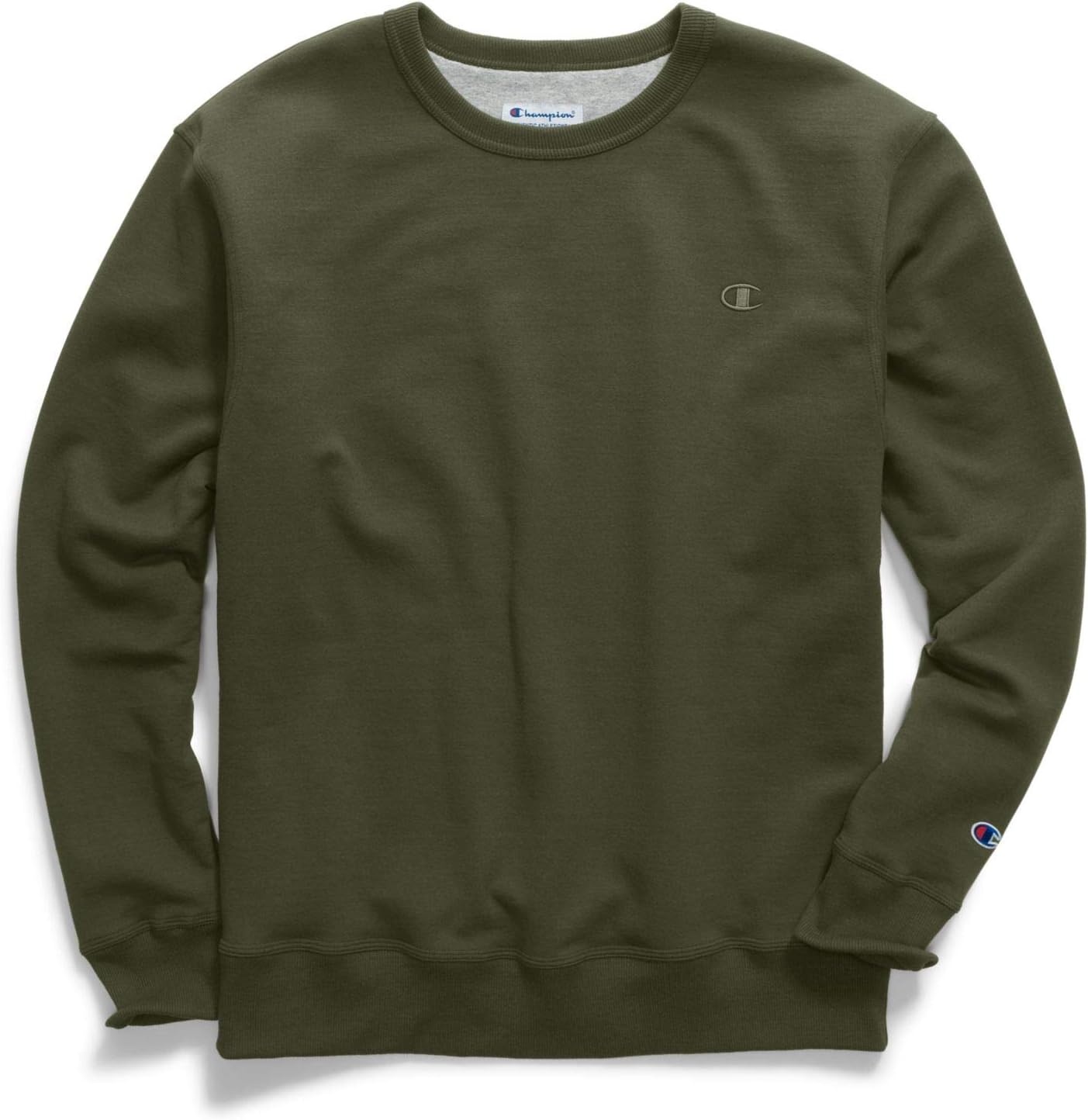 image:imageChampion Mens Mens Crewneck Fleece Sweatshirt Standard Fit Midweight C Logo Available in Regular and Big amp TallHiker Green C Logo