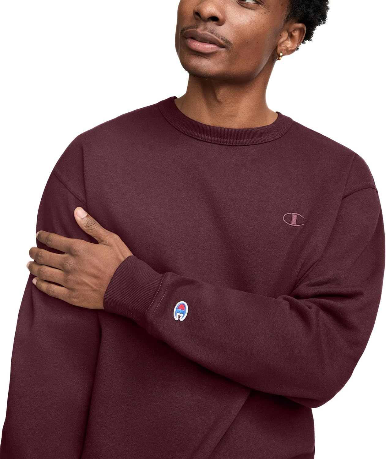 image:imageChampion Mens Mens Crewneck Fleece Sweatshirt Standard Fit Midweight C Logo Available in Regular and Big amp TallMaroon C Logo