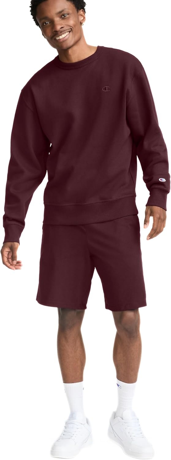 image:imageChampion Mens Mens Crewneck Fleece Sweatshirt Standard Fit Midweight C Logo Available in Regular and Big amp TallMaroon C Logo