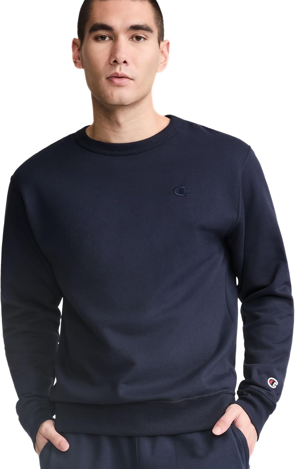 image:imageChampion Mens Mens Crewneck Fleece Sweatshirt Standard Fit Midweight C Logo Available in Regular and Big amp TallNavy C Logo
