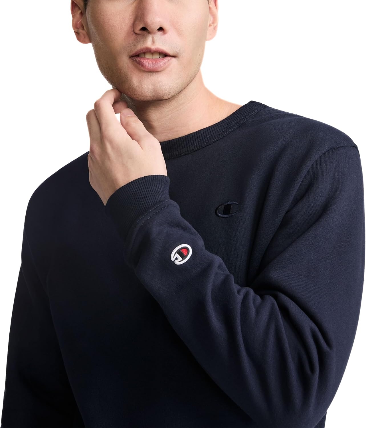 image:imageChampion Mens Mens Crewneck Fleece Sweatshirt Standard Fit Midweight C Logo Available in Regular and Big amp TallNavy C Logo