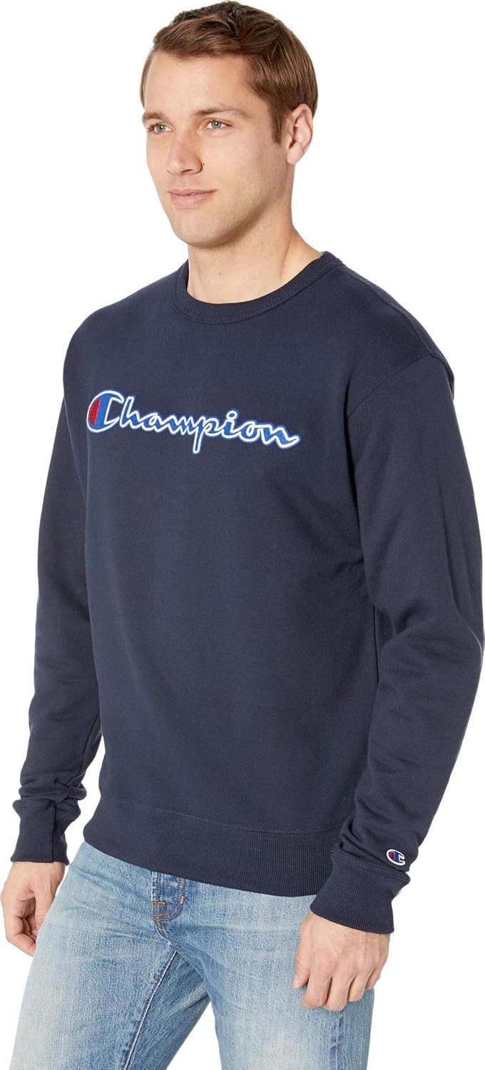 image:imageChampion Mens Mens Crewneck Fleece Sweatshirt Standard Fit Midweight C Logo Available in Regular and Big amp TallNavy