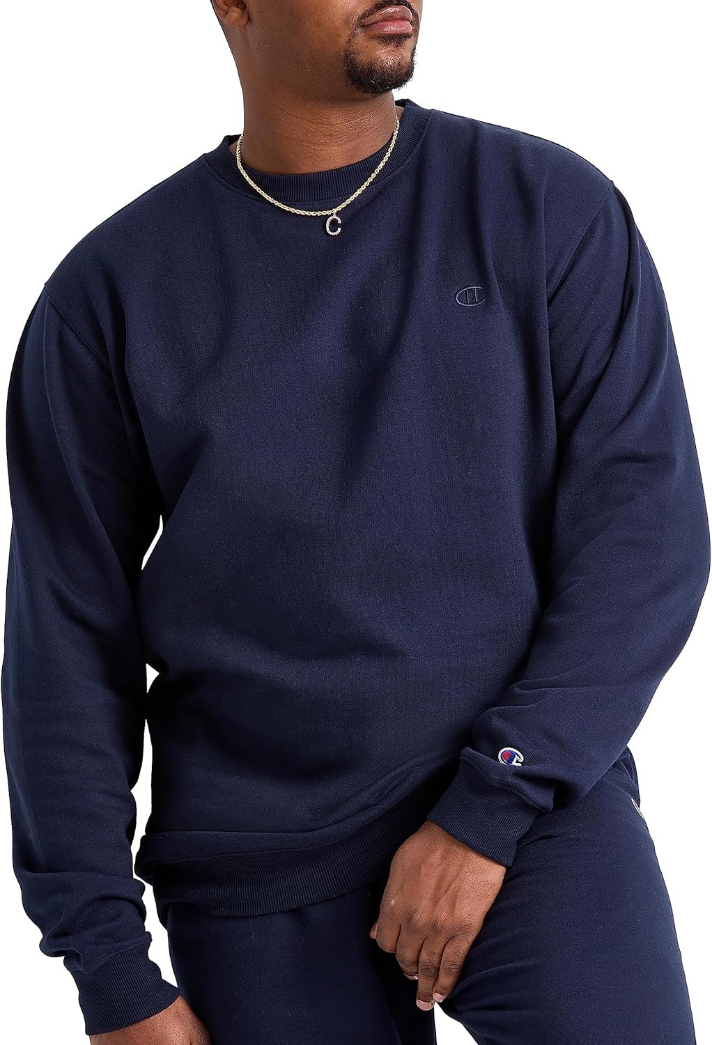 image:imageChampion Mens Mens Crewneck Fleece Sweatshirt Standard Fit Midweight C Logo Available in Regular and Big amp TallNavy C Logo