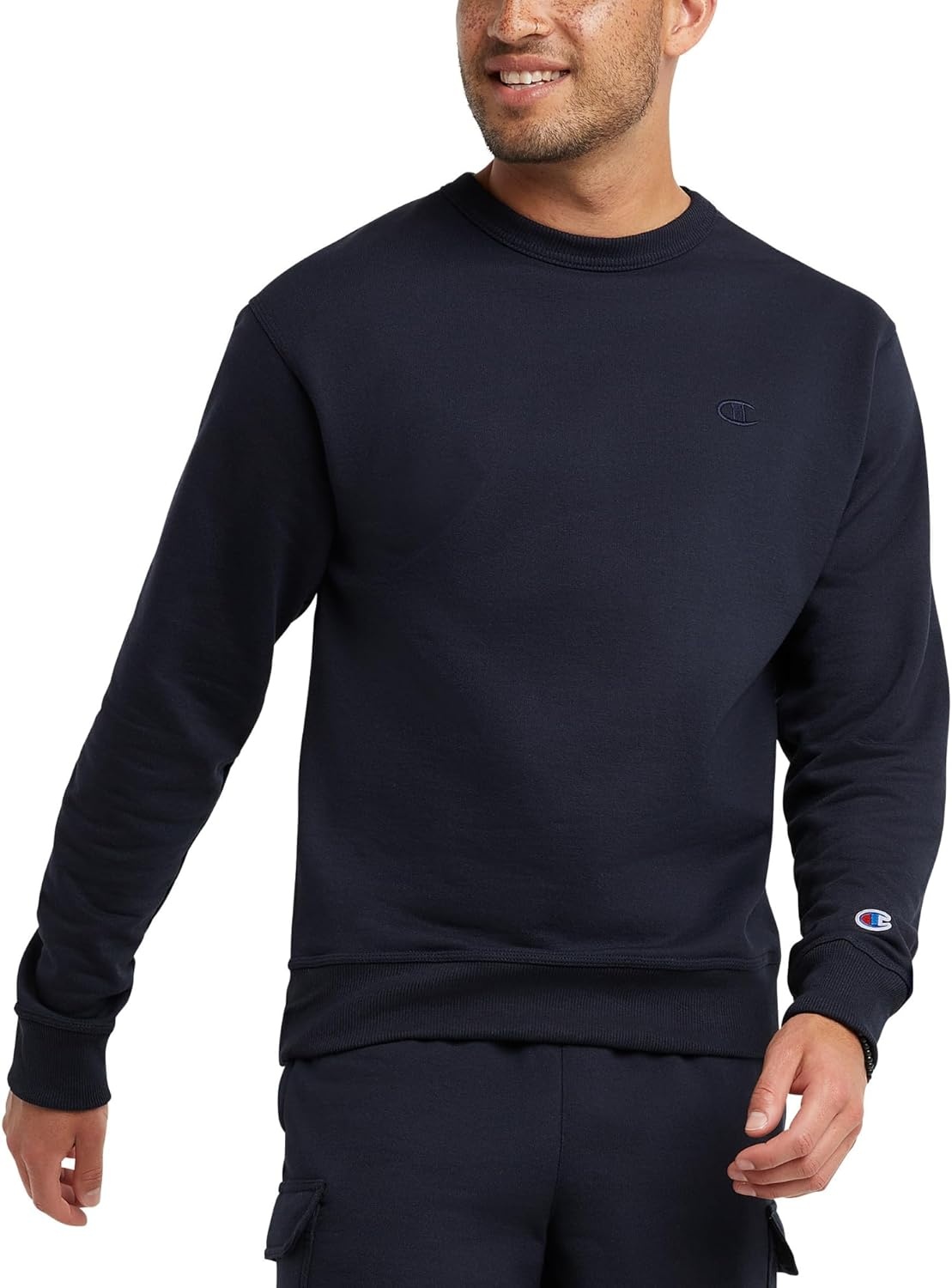 image:imageChampion Mens Mens Crewneck Fleece Sweatshirt Standard Fit Midweight C Logo Available in Regular and Big amp TallNavy C Logo
