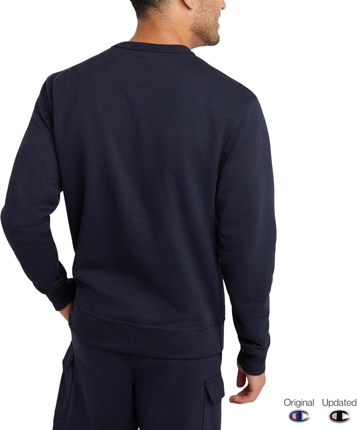 image:imageChampion Mens Mens Crewneck Fleece Sweatshirt Standard Fit Midweight C Logo Available in Regular and Big amp TallNavy C Logo