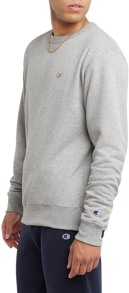 image:imageChampion Mens Mens Crewneck Fleece Sweatshirt Standard Fit Midweight C Logo Available in Regular and Big amp TallOxford Gray C Logo