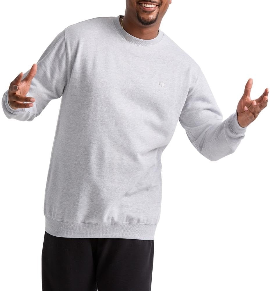 image:imageChampion Mens Mens Crewneck Fleece Sweatshirt Standard Fit Midweight C Logo Available in Regular and Big amp TallOxford Gray C Logo