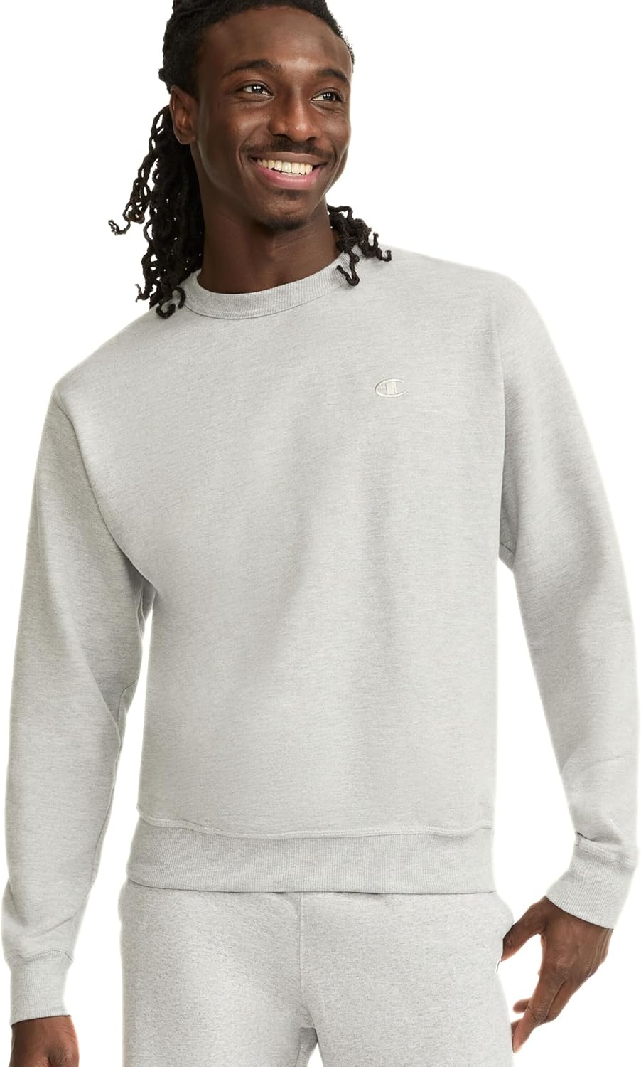 image:imageChampion Mens Mens Crewneck Fleece Sweatshirt Standard Fit Midweight C Logo Available in Regular and Big amp TallOxford Gray C Logo