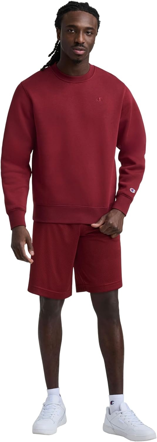 image:imageChampion Mens Mens Crewneck Fleece Sweatshirt Standard Fit Midweight C Logo Available in Regular and Big amp TallPomegranate C Logo